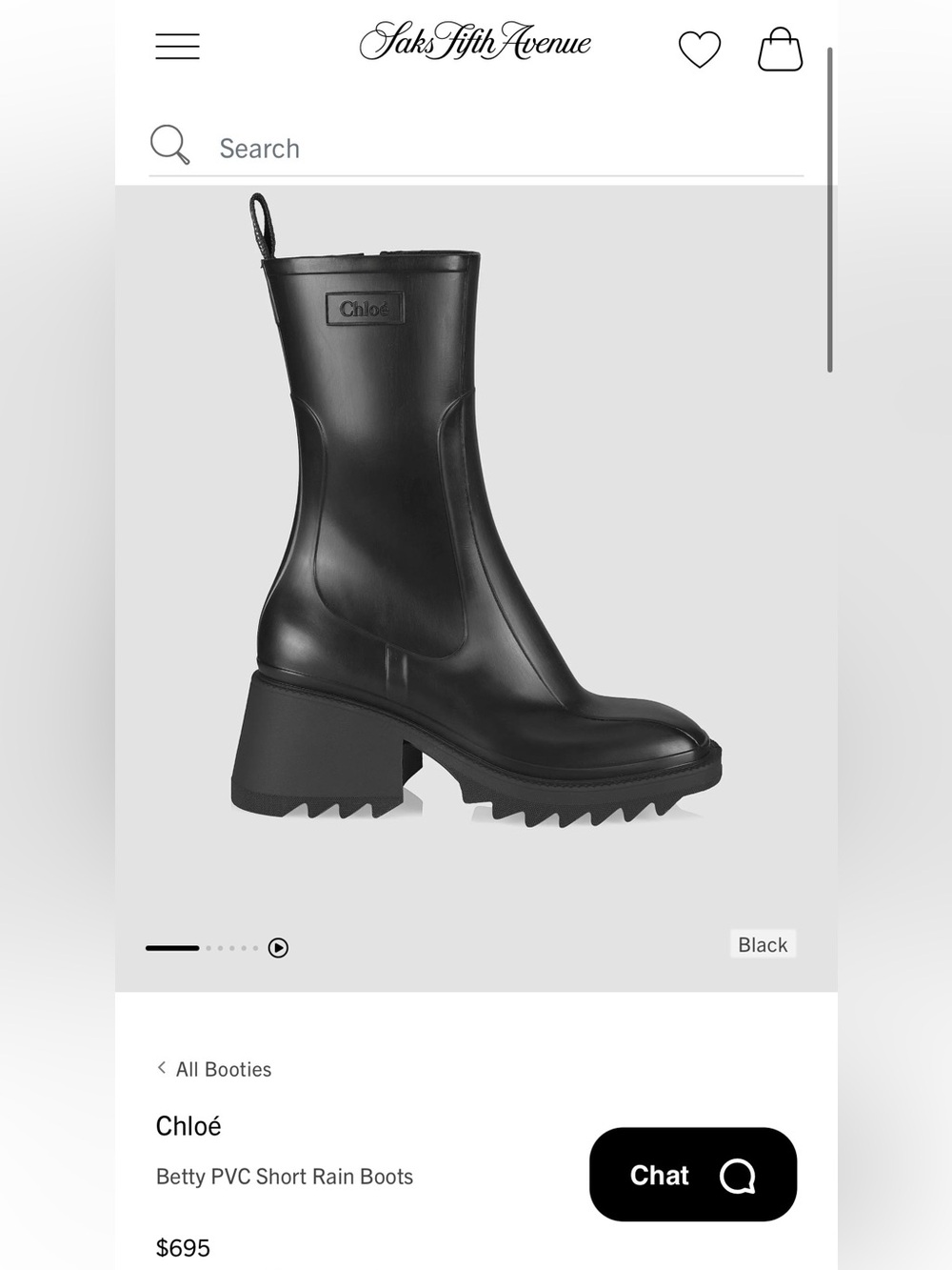 Chloé Betty PVC Short Rain Boots Black Size 36 US 6 Designer - Picture 2 of 13